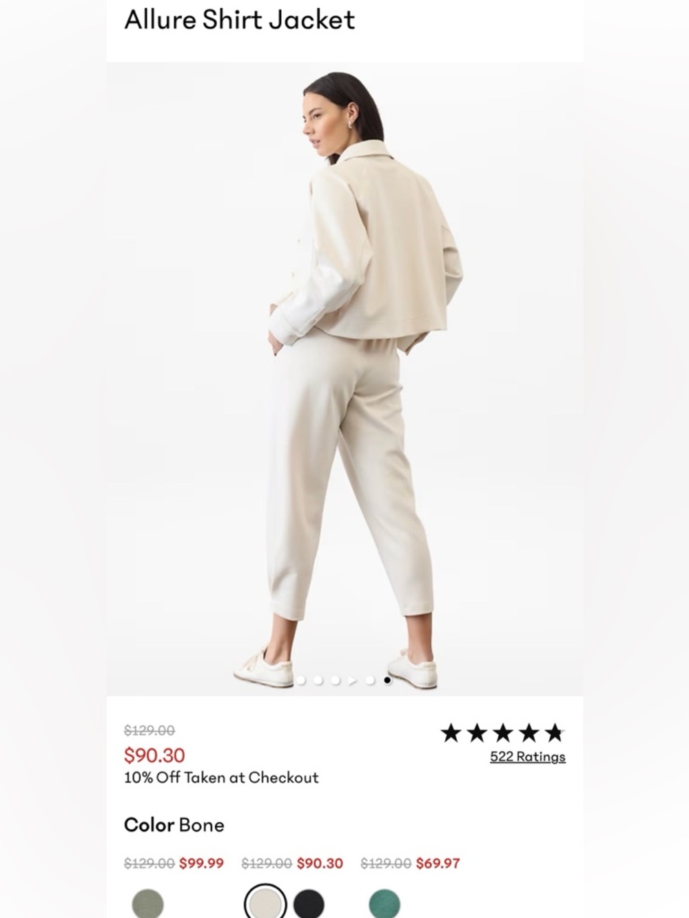 Athleta “Allure” Classic Women's White Button-Front Jacket - Picture 5 of 10